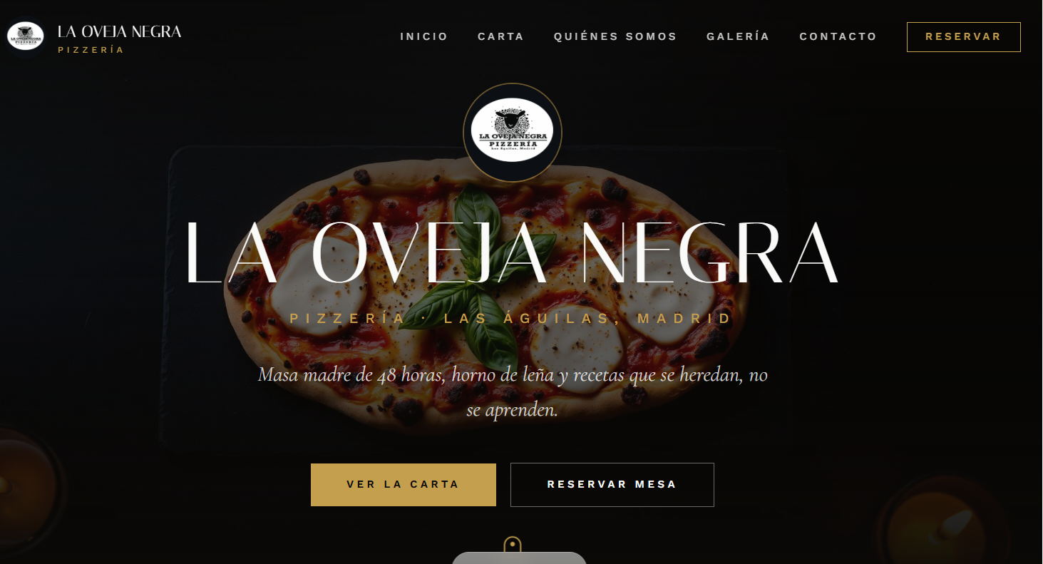 Proyecto digital de La Oveja Negra Pizzería realizado por MKT Solutions